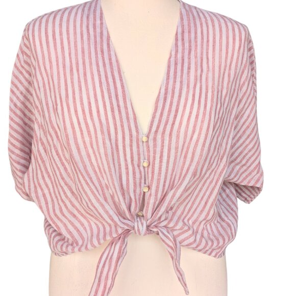 Rails Tops - Rails Women's Red Striped Cropped Shirt